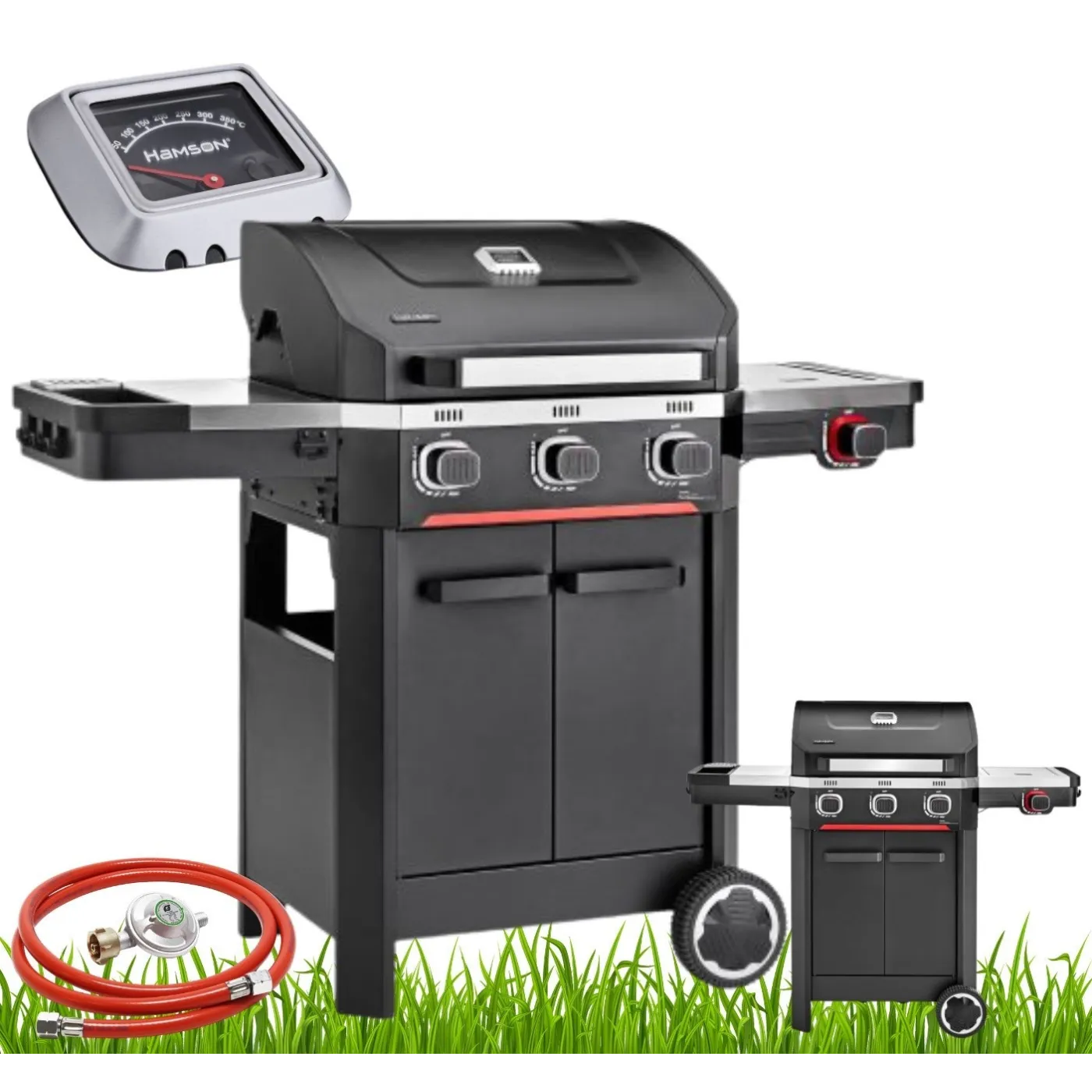 Grill Gazowy Ogrodowy ŻELIWNY Ruszt Nierdzewny Hamson 13,2kW 3+1 Mocny Duży