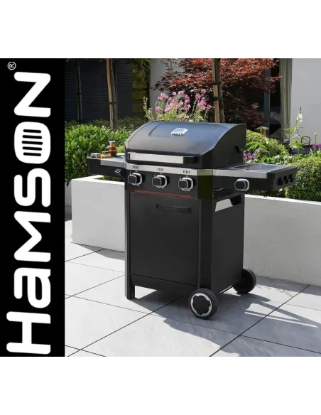 Grill Gazowy Ogrodowy ŻELIWNY Ruszt Nierdzewny Hamson 13,2kW 3+1 Mocny Duży