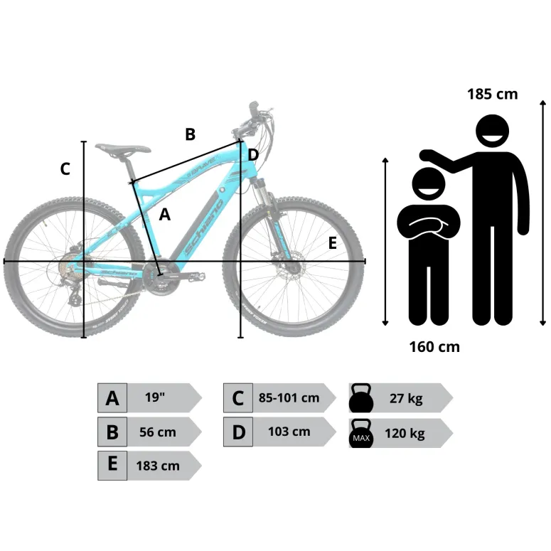 Rower Elektryczny Męski Damski Górski 27,5" MTB 250W LCD Tarcze Amortyzacja