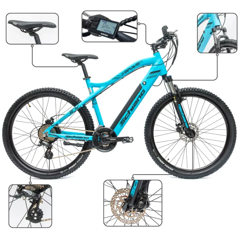 Rower Elektryczny Męski Damski Górski 27,5" MTB 250W LCD Tarcze Amortyzacja