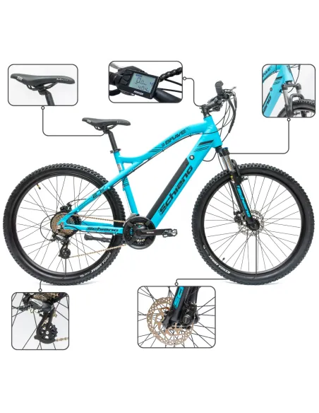 Rower Elektryczny Męski Damski Górski 27,5" MTB 250W LCD Tarcze Amortyzacja