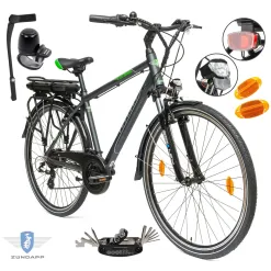 Rower Elektryczny Męski Trekkingowy 28" SHIMANO 250 W LED Amory Aluminium