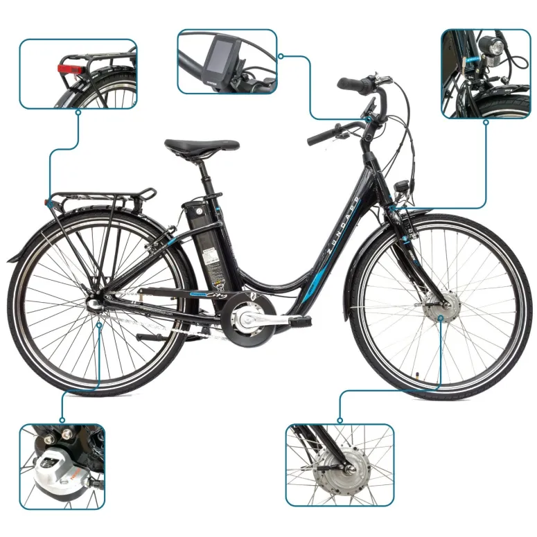 Rower Elektryczny Damski Miejski 26 SHIMANO Nexus 250 W Alu LCD Bagażnik