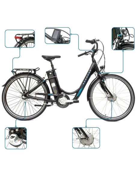 Rower Elektryczny Damski Miejski 26 SHIMANO Nexus 250 W Alu LCD Bagażnik