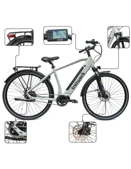 Rower Elektryczny Męski Damski Miejski 28" SHIMANO Nexus LCD 250W Aluminium