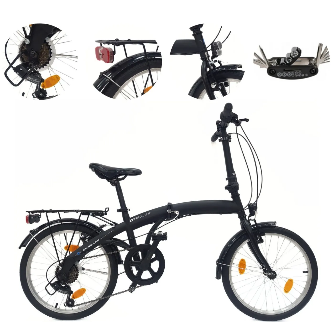 Rower Składany Miejski 20 Revo Męski Damski Składak Dzwonek Oświetlenie