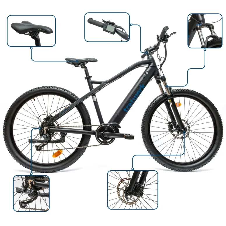 Rower Elektryczny Męski Damski Górski 27,5 SHIMANO Altus 250 W LCD Tarcze