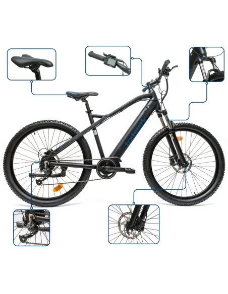 Rower Elektryczny Męski Damski Górski 27,5 SHIMANO Altus 250 W LCD Tarcze