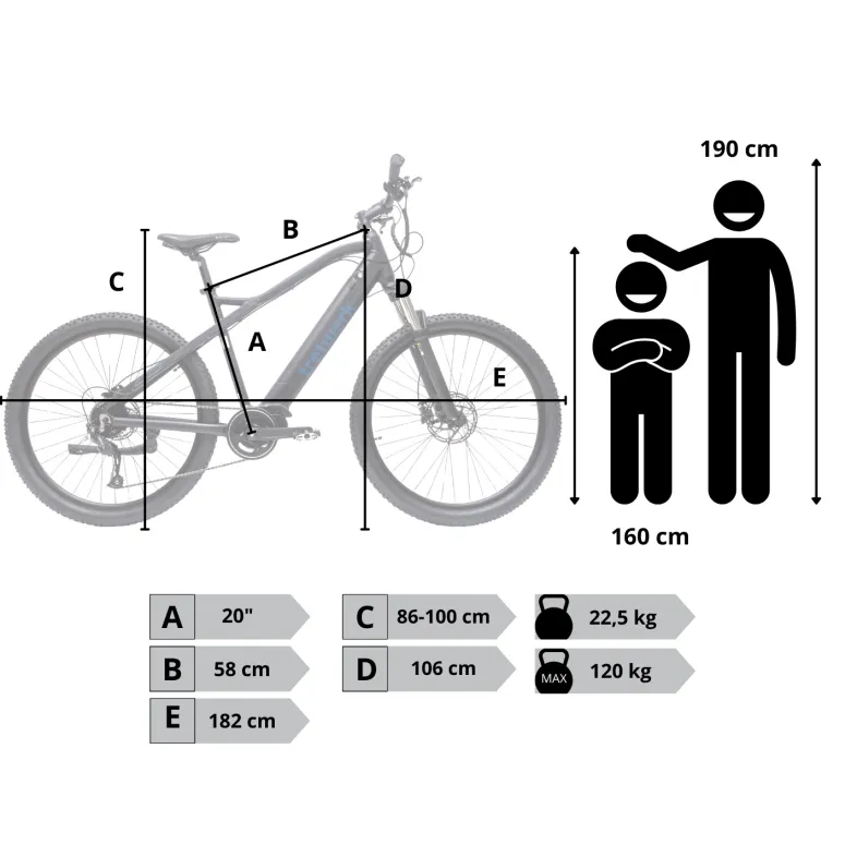 Rower Elektryczny Męski Damski Górski 27,5" Aluminium 250 W Hydraulika LCD