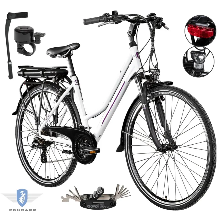 Rower Elektryczny Damski Trekkingowy 28 SHIMANO Aluminium Amortyzacja 250 W