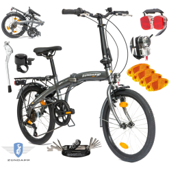 Rower Męski Damski Składany Miejski 20" SHIMANO Składak Oświetlenie Stopka
