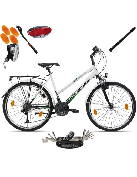 Rower Damski Trekkingowy Miejski Koła 26" SHIMANO Dynamo Amortyzacja GRATIS