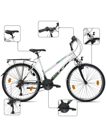 Rower Damski Trekkingowy Miejski Koła 26" SHIMANO Dynamo Amortyzacja GRATIS