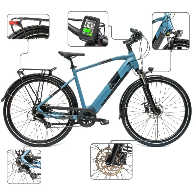 Rower Elektryczny Męski Trekkingowy 28" Alu SHIMANO 250 W Aplikacja LCD
