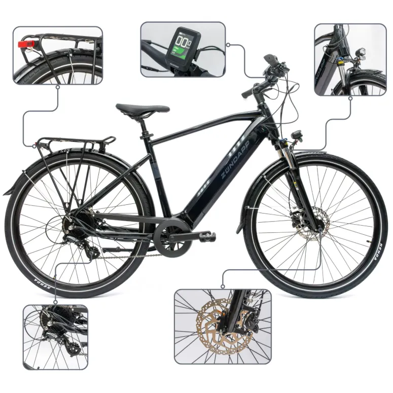 Rower Elektryczny Męski Trekkingowy 28" SHIMANO 250 W LCD Hydraulika Amory