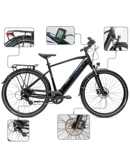 Rower Elektryczny Męski Trekkingowy 28" SHIMANO 250 W LCD Hydraulika Amory