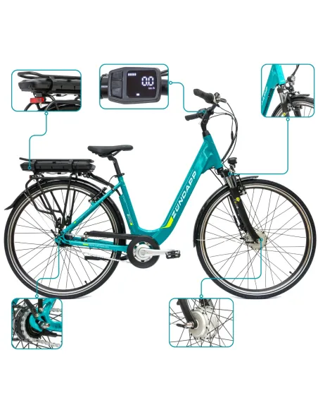 Rower Elektryczny Damski Miejski Koła 28" SHIMANO Nexus 250 W LCD Aplikacja