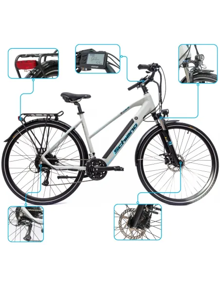 Rower Elektryczny Damski Trekkingowy 28 Aluminium Hydraulika LCD 250W Acera