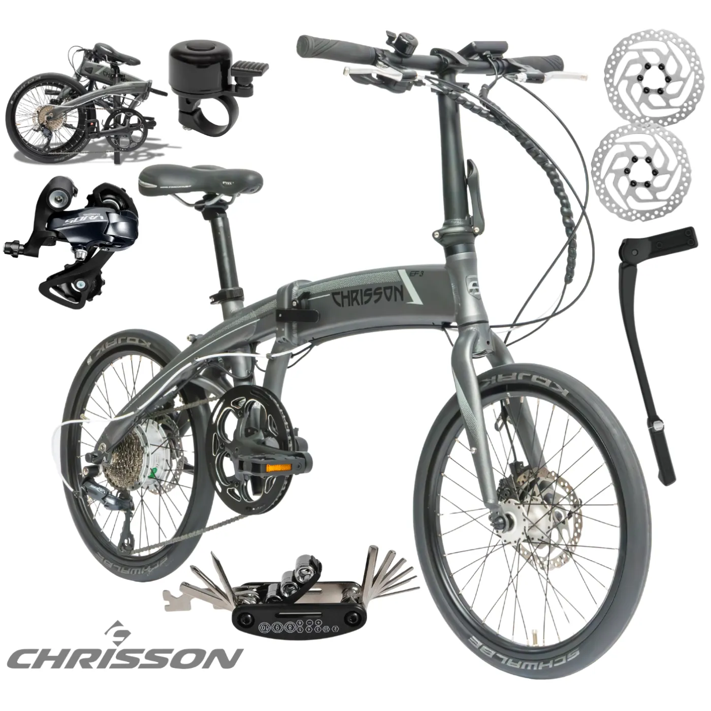 Rower Elektryczny Męski Damski Składany Koła 20" Składak 250 W ALU SHIMANO