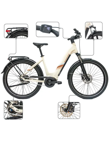 Rower Elektryczny Damski Miejski 27,5" SHIMANO Nexus LCD Aplikacja 250 W