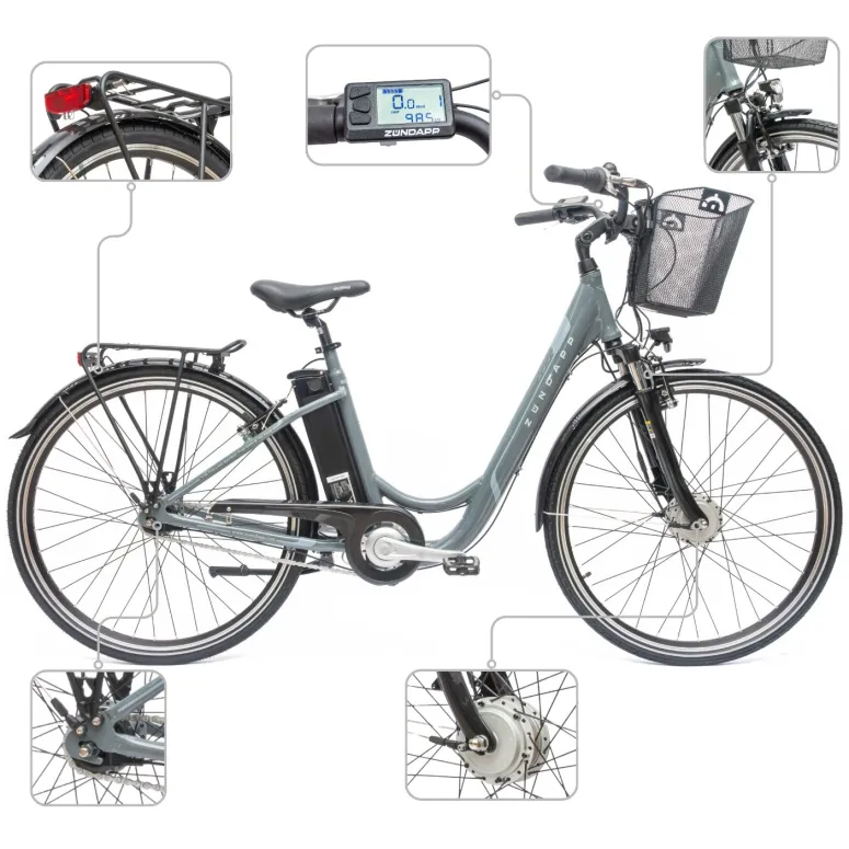 Rower Elektryczny Damski Miejski 28 SHIMANO Nexus 250 W LCD Aluminium Amory