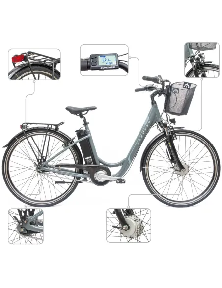 Rower Elektryczny Damski Miejski 28 SHIMANO Nexus 250 W LCD Aluminium Amory