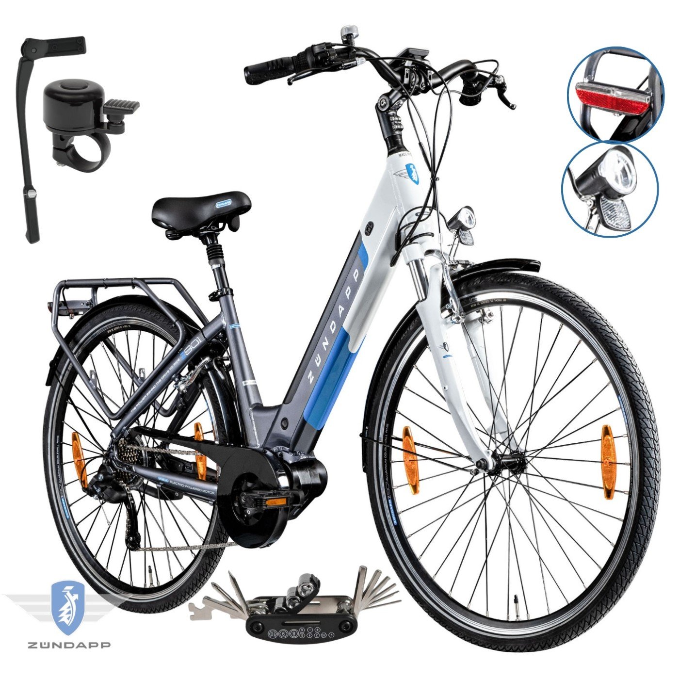 Rower Elektryczny Damski Miejski 28 Aluminium 250 W SHIMANO Amortyzacja LCD