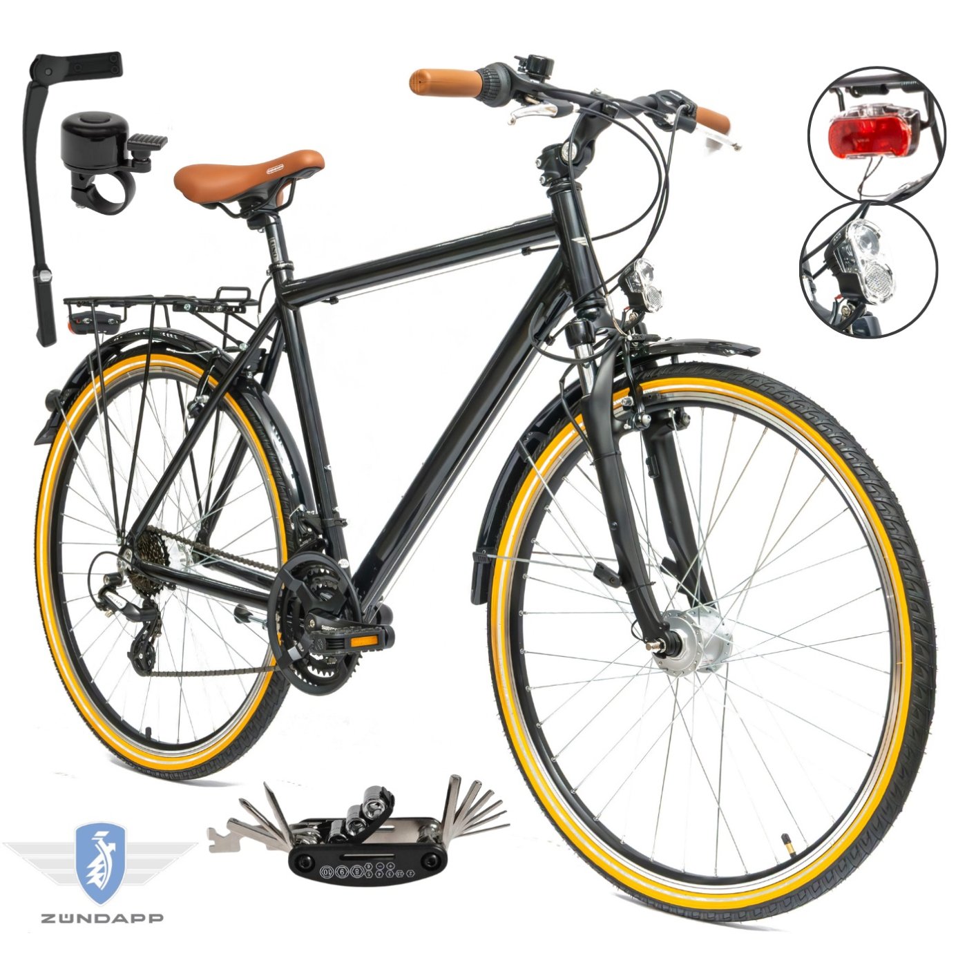 Rower Męski Trekkingowy 28" SHIMANO Alu Amory Oświetlenie Dynamo Bagażnik