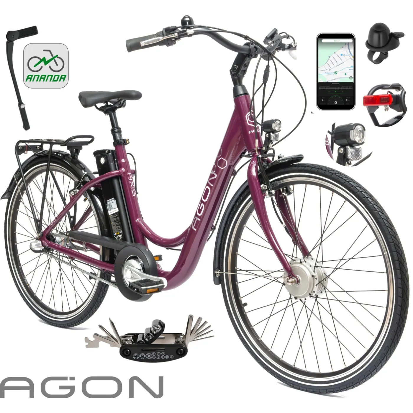 Rower Elektryczny Damski Miejski 26" SHIMANO Nexus Aluminium Aplikacja 2025