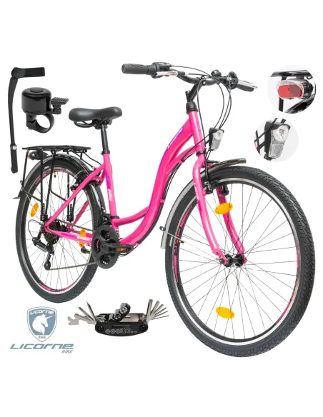 Rower Damski Miejski 26" Dziewczęcy SHIMANO Bagażnik Oświetlenie Stopka