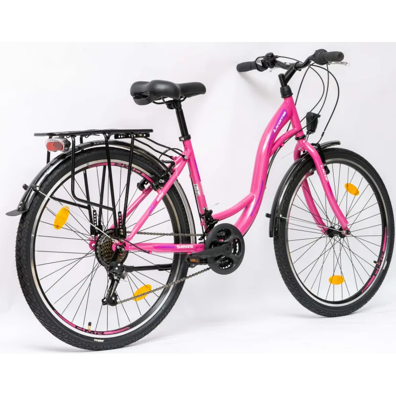 Rower Damski Miejski 26" Dziewczęcy SHIMANO Bagażnik Oświetlenie Stopka
