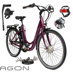 Rower Elektryczny Damski Miejski 26" SHIMANO Nexus Alu 250 W LED Światła