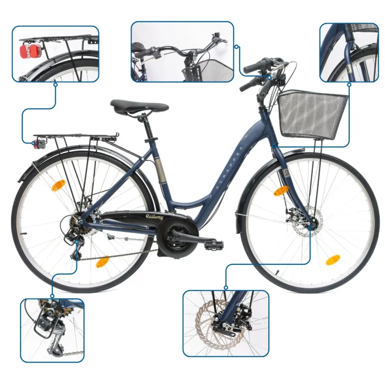 Rower Damski Miejski 28" SHIMANO Aluminium Tarcze Bagażnik Błotniki Stopka