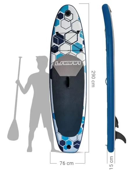Deska SUP do Pływania Dmuchana Lamar Stand Up Paddle 290 Zestaw Akcesoria