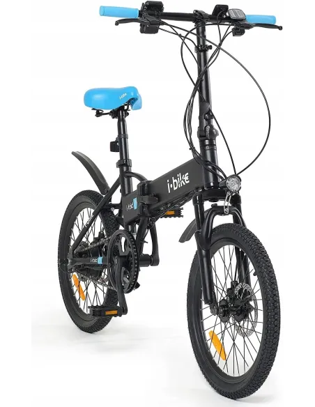 Rower Elektryczny Męski Damski Składany 20" Alu Tarcze Składak Oświetlenie