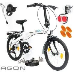 Rower Damski Męski Składany 20" SHIMANO Składak Bagażnik Oświetlenie Dynamo