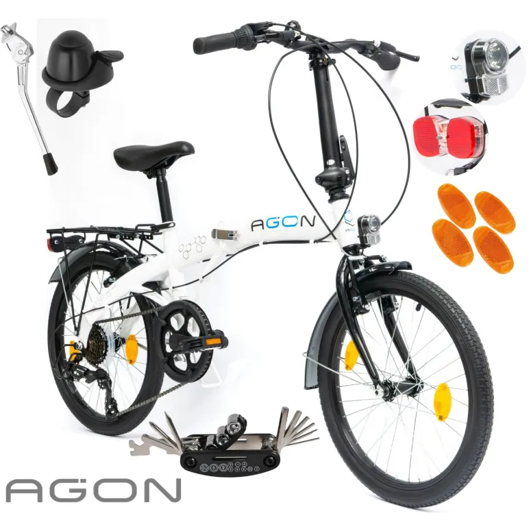 Rower Damski Męski Składany 20" SHIMANO Składak Bagażnik Oświetlenie