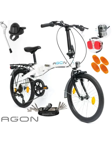 Rower Damski Męski Składany 20" SHIMANO Składak Bagażnik Oświetlenie Dynamo