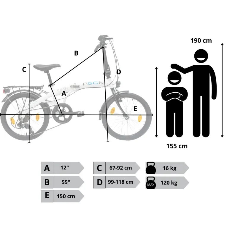 Rower Damski Męski Składany 20" SHIMANO Składak Bagażnik Oświetlenie Dynamo