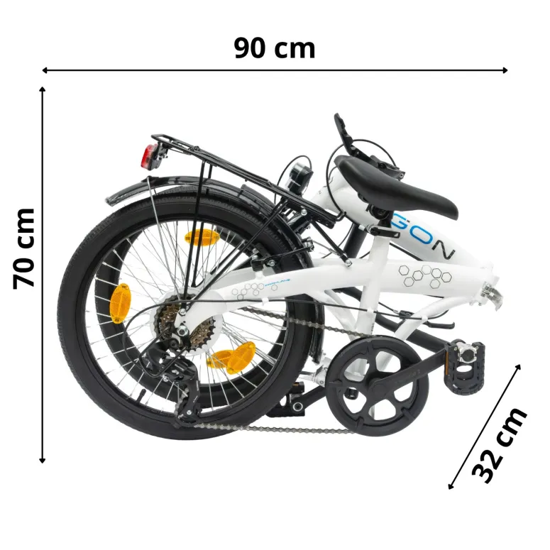 Rower Damski Męski Składany 20" SHIMANO Składak Bagażnik Oświetlenie Dynamo