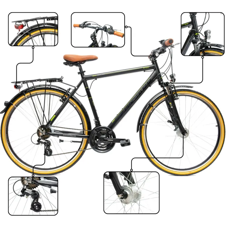 Rower Męski Trekkingowy 28" Aluminium SHIMANO Amortyzacja Bagażnik Światła