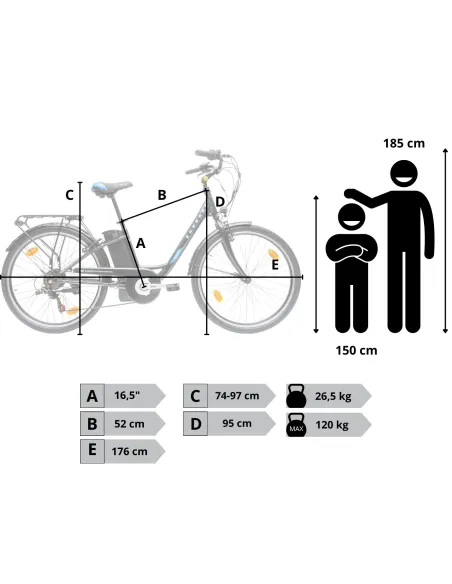 Rower Elektryczny Damski Miejski 26" SHIMANO 250 W LED Bagażnik Oświetlenie