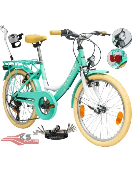 Rower Dziecięcy 20" Miejski Dziewczęcy Błotniki Bagażnik Oświetlenie Stopka