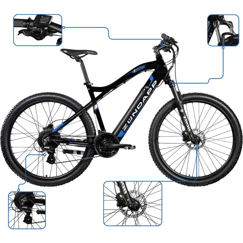 Rower Elektryczny Męski Damski Górski 27,5 MTB SHIMANO Amortyzacja 250 W