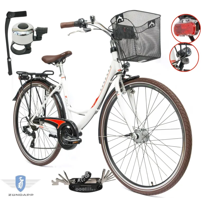 Rower Damski Miejski 28 SHIMANO Oświetlenie Dynamo Koszyk Bagażnik Błotniki