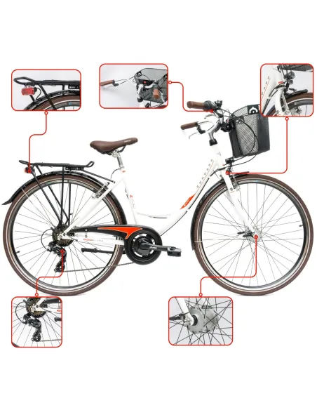 Rower Damski Miejski 28 SHIMANO Oświetlenie Dynamo Koszyk Bagażnik Błotniki