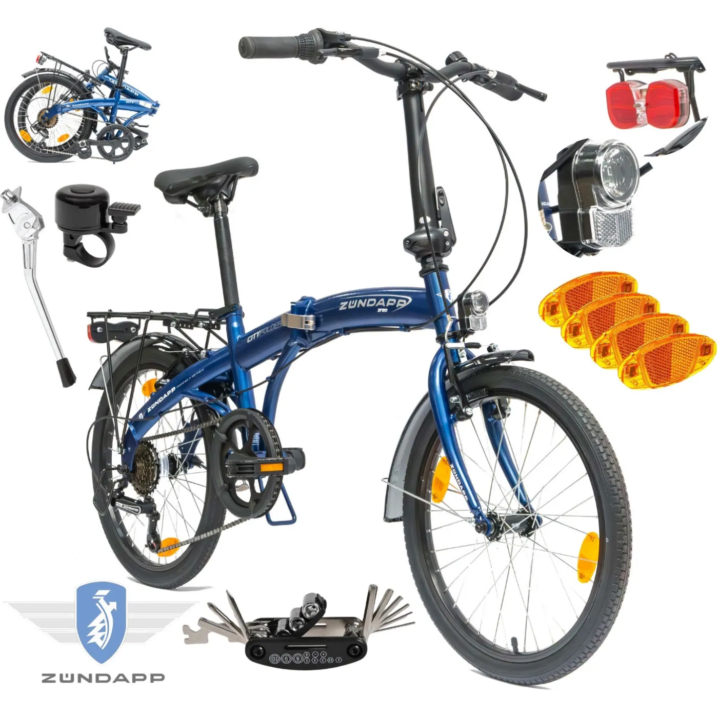 Rower Męski Damski Składany Miejski 20" SHIMANO Składak Stopka Oświetlenie