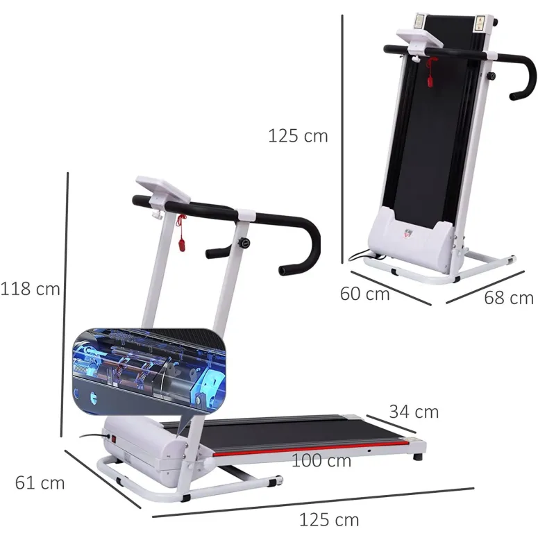 Bieżnia Homcom A90-001WT Składana Max 100KG LCD