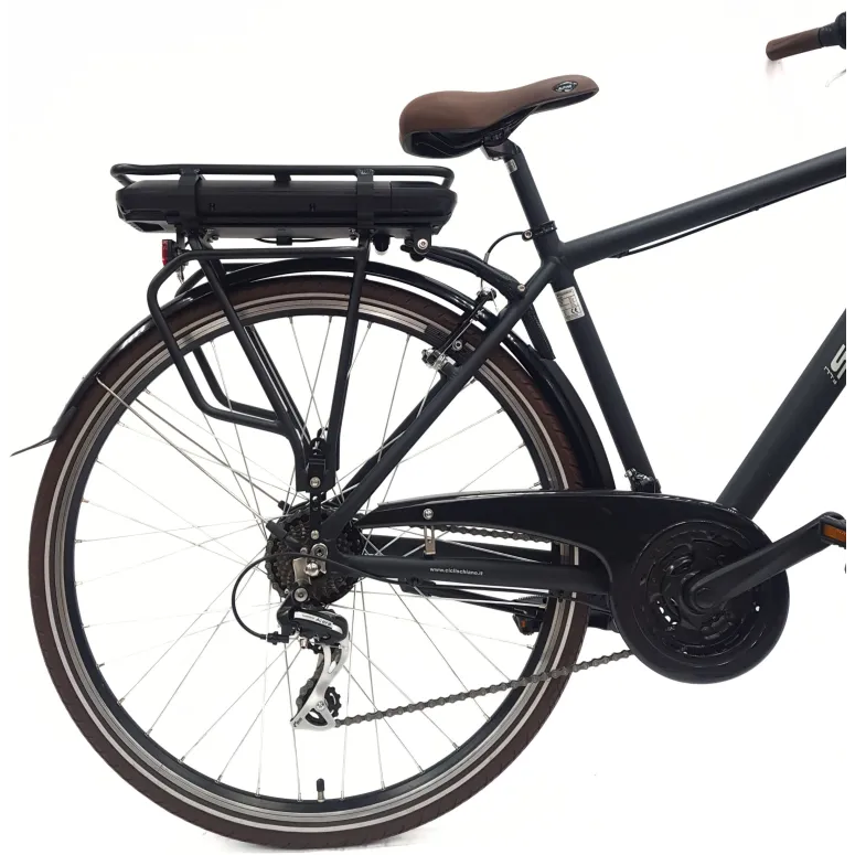 Elektryczny Rower Miejski 28 Męski Alu Wspomaganie Światła Bagażnik Dzwonek