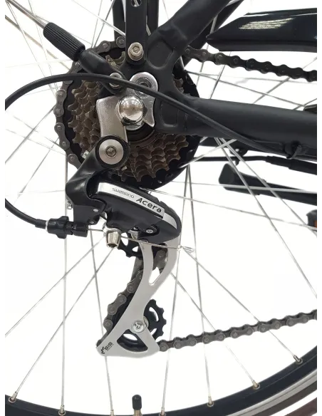 Elektryczny Rower Miejski 28 Męski Alu Wspomaganie Światła Bagażnik Dzwonek